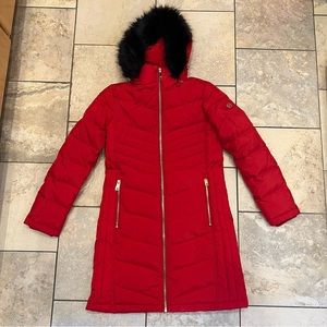 Small Michael kors Red long puffer fur jacket